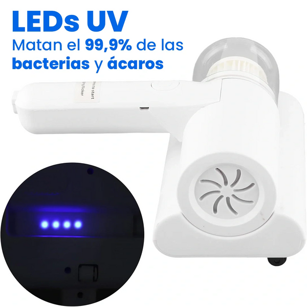 Aspiradora Portátil con LED UV para Pelos y Ácaros (Filtros Incluidos)